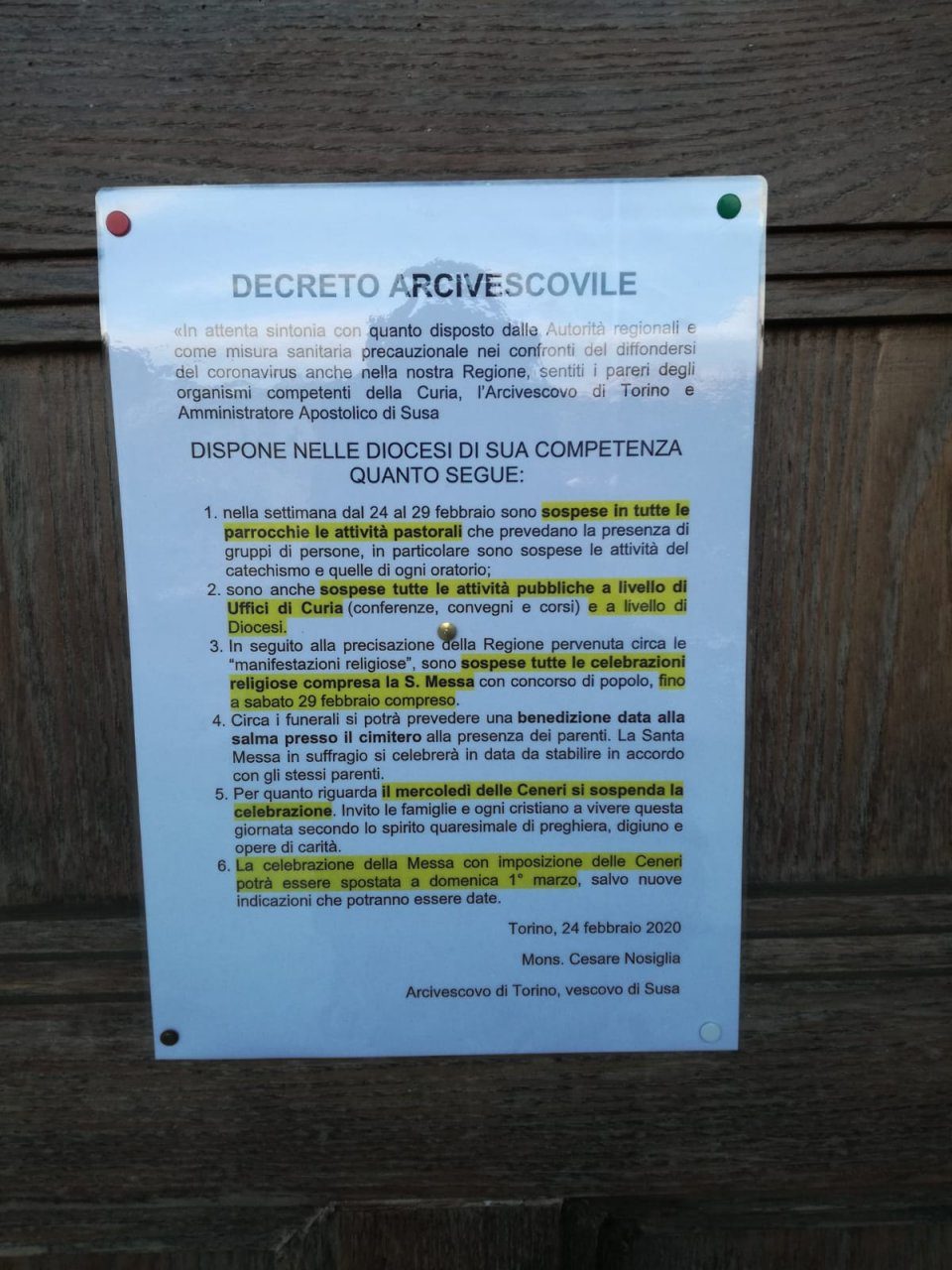 Messe sospese, il Coronavirus  stravolge anche i programmi delle  chiese