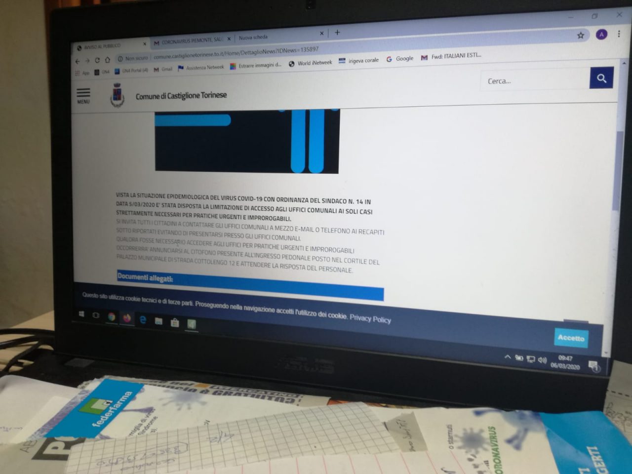 Effetti del Coronavirus, il Comune limita gli accessi agli uffici