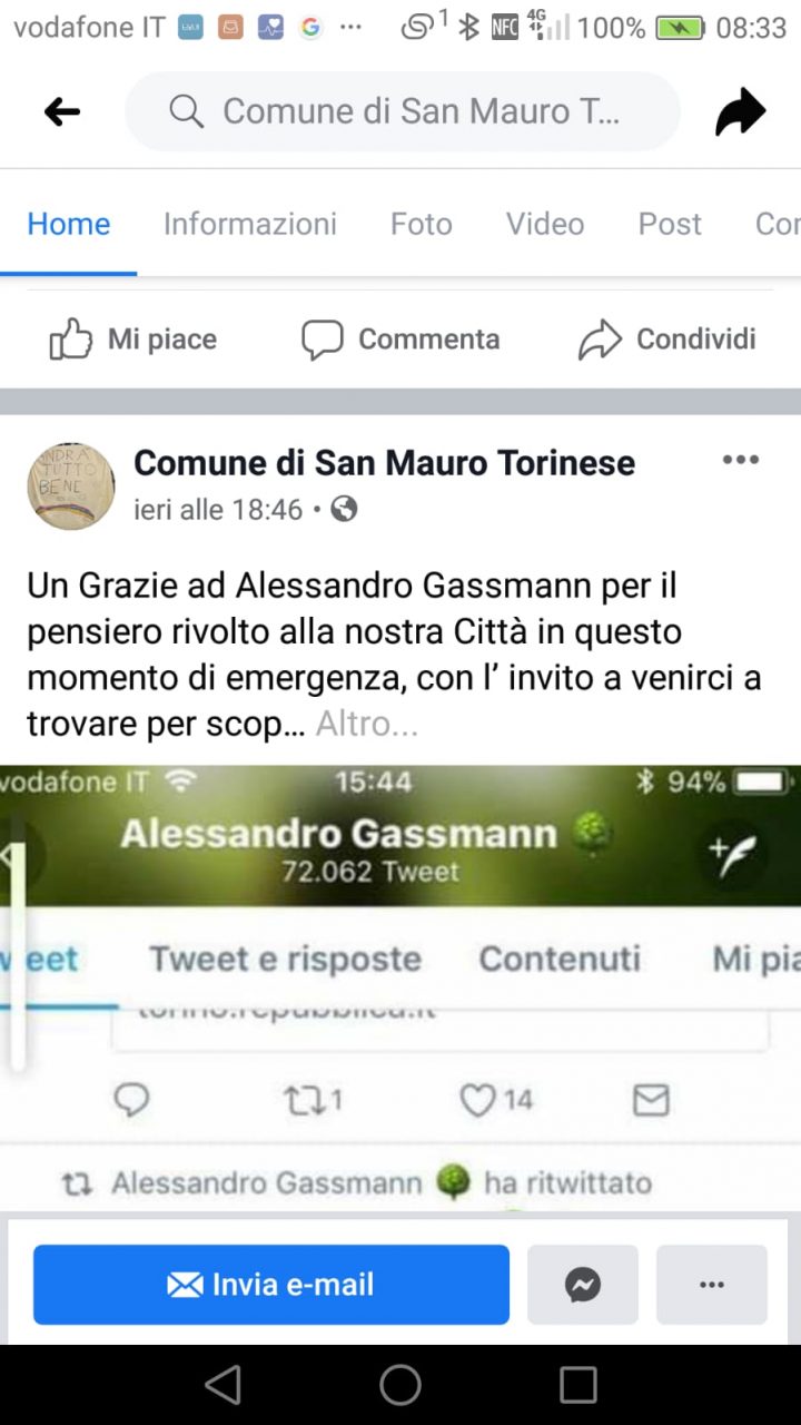 Gassmann abbraccia San Mauro, il ringraziamento del Comune