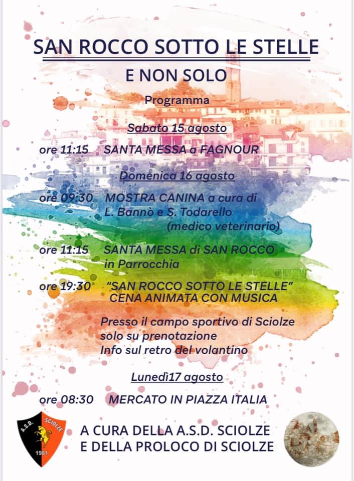 San Rocco sotto le stelle e non solo. Primo appuntamento domani con la messa di Ferragosto
