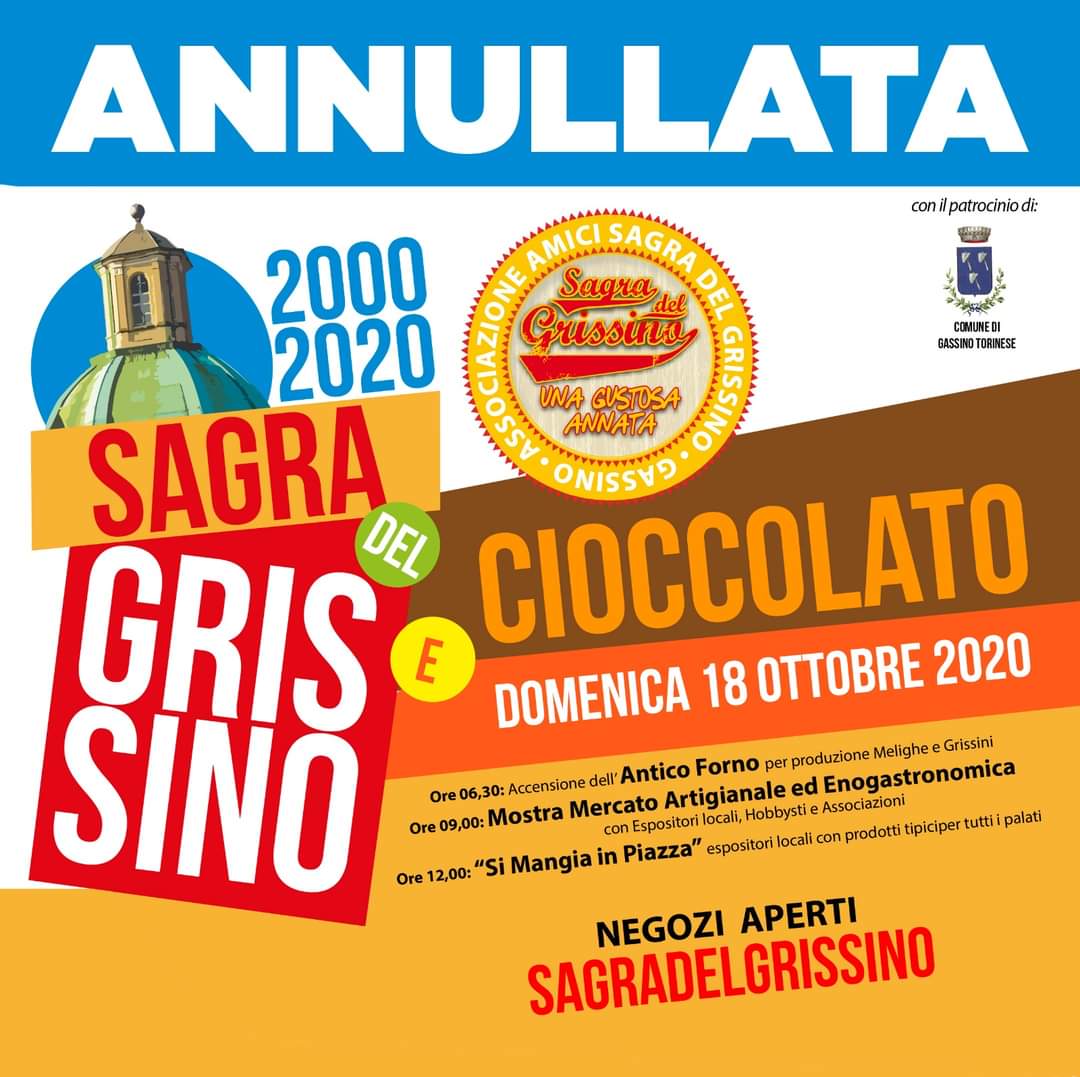 Anche la Sagra del Grissino e del Cioccolato si arrende all’allerta contagi
