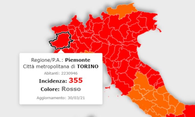 Cala l’incidenza dei contagi, ma lo scenario per la Città Metropolitana di Torino resta da “zona rossa”