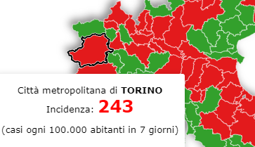 Nuovo Dpcm: scuole chiuse nei territori con 250 casi ogni 100mila abitanti: la Città Metropolitana di Torino è al limite (243)