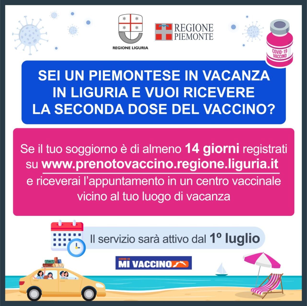 Primo giorno di prenotazioni per le vaccinzioni in vacanza di turisti piemontesi e liguri: 361 richieste