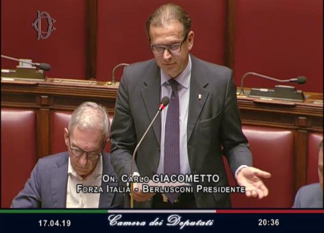 Intervento alla Camera di Carlo Giacometto parlamentare Forza Italia