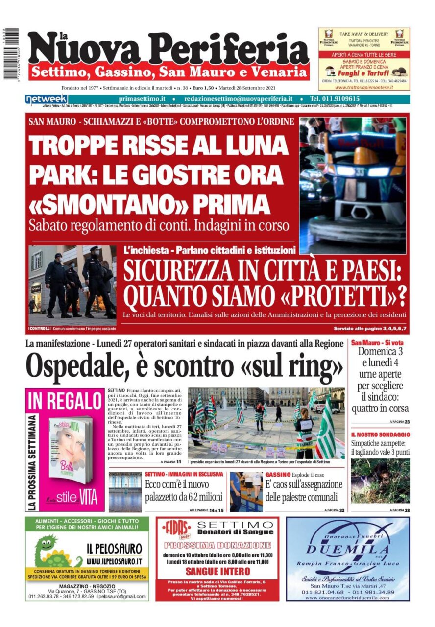 E’ in edicola da oggi, martedì 28 settembre 2021, il nuovo numero de La Nuova Periferia di Settimo