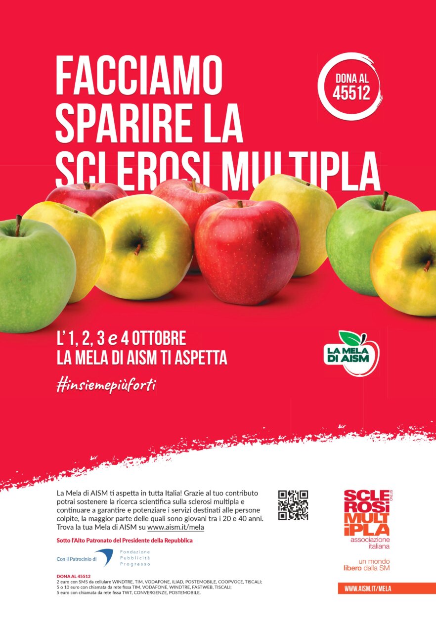 Da venerdì 1 a lunedì 4 ottobre 2021 torna in tutta Italia la mela di Aism