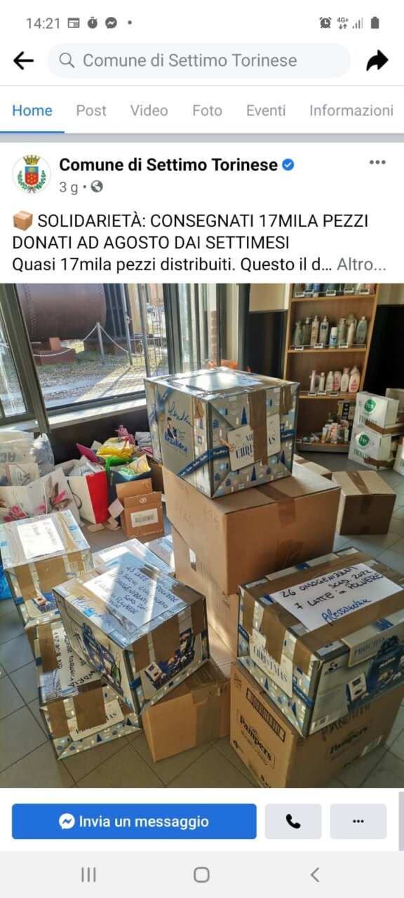 I beni raccolti in esubero per la popolazione afghana donati ad altri progetti umanitari