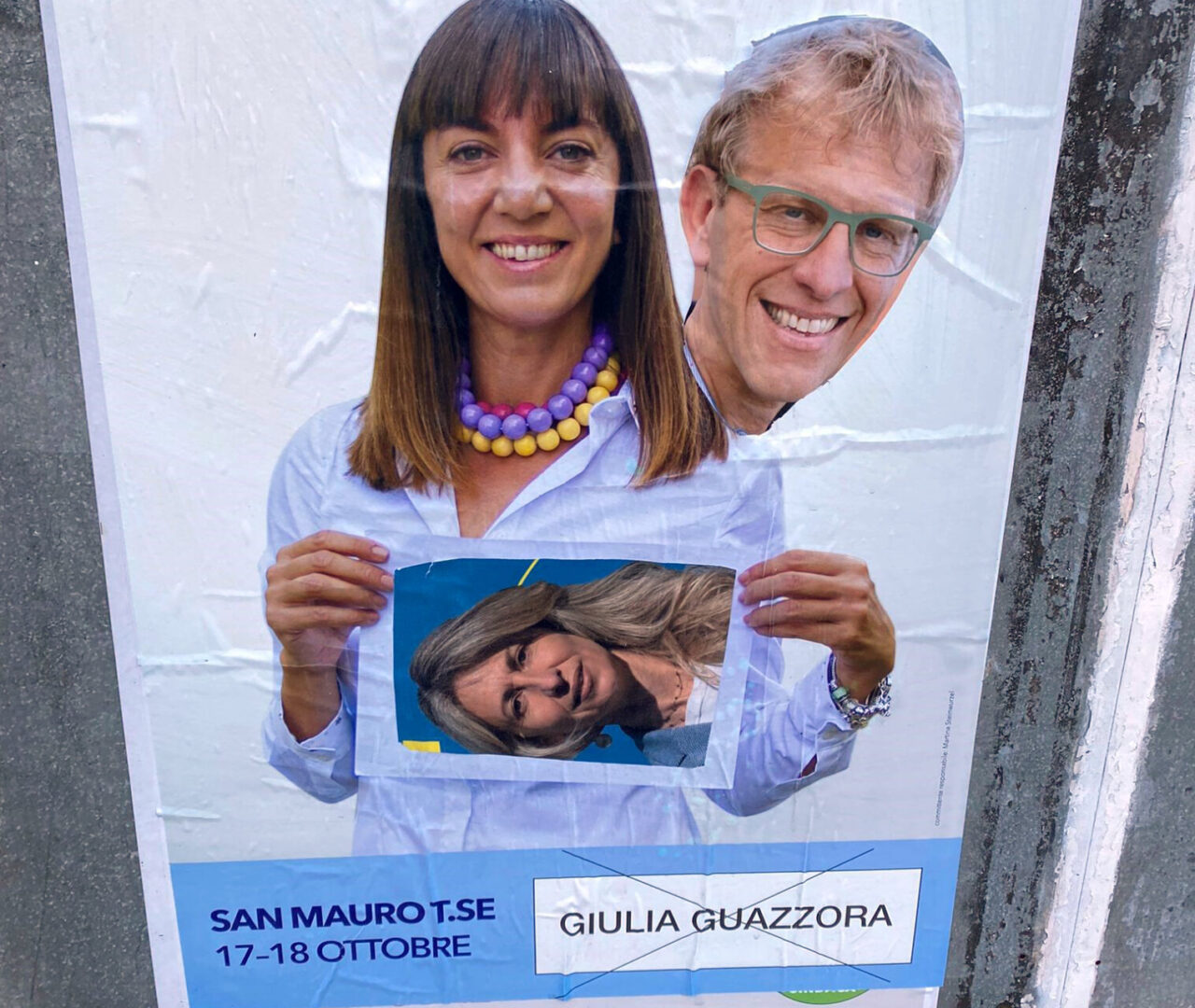 Elezioni San Mauro, nel manifesto shock la candidata sconfitta è “di traverso”