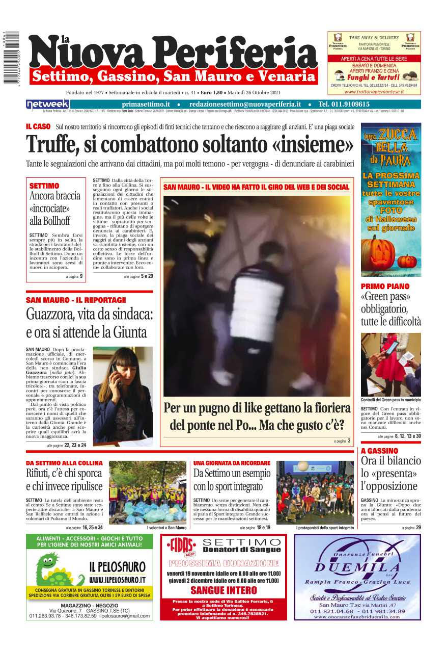 E’ in edicola da oggi, martedì 26 ottobre 2021, il nuovo numero de La Nuova Periferia