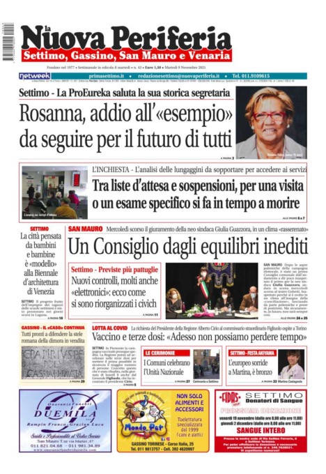 E’ in edicola da oggi, martedì 9 novembre 2021, il nuovo numero de La Nuova Periferia