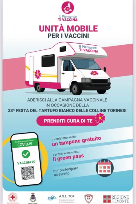 Fiera nazionale del tartufo, domani (domenica 14 novembre 2021)  a Rivalba l‘unità mobile per i vaccini