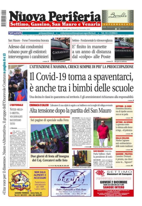 E’ in edicola da oggi, martedì 23 novembre 2021, il nuovo numero de La Nuova Periferia
