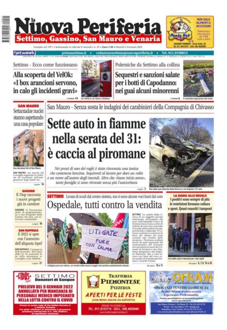 E’ in edicola da oggi, martedì 4 gennaio 2022, il nuovo numero de La Nuova Periferia