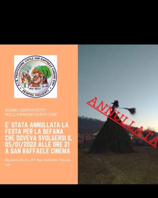 Le nuove restrizioni anti Covid fanno saltare il falò della Befana dell’Aib. Evento annullato