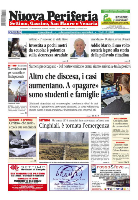 E’ in edicola da oggi, martedì 25 gennaio 2022, il nuovo numero de La Nuova Periferia