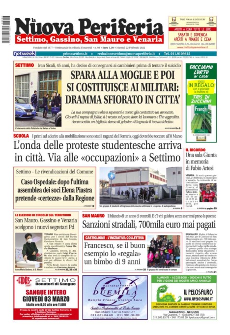E’ in edicola da oggi, martedì 22 febbraio 2022, il nuovo numero de La Nuova Periferia