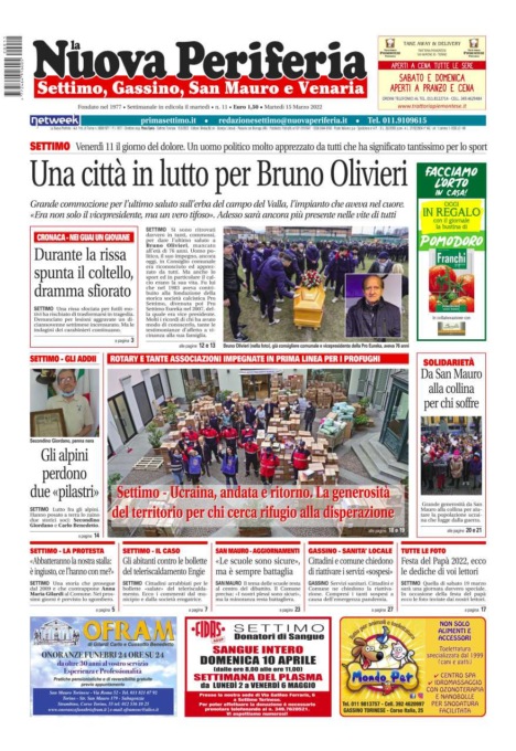 E’ in edicola da oggi, martedì 15 marzo 2022, il nuovo numero de La Nuova Periferia