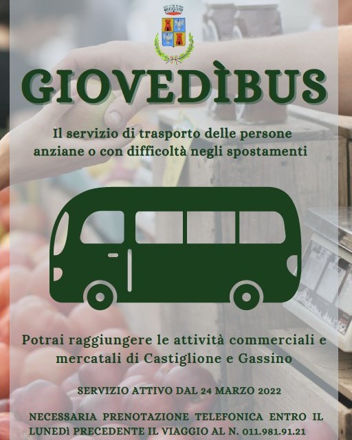 Giovedìbus, al via il servizio di trasporto  di persone anziane o con difficoltà di movimento