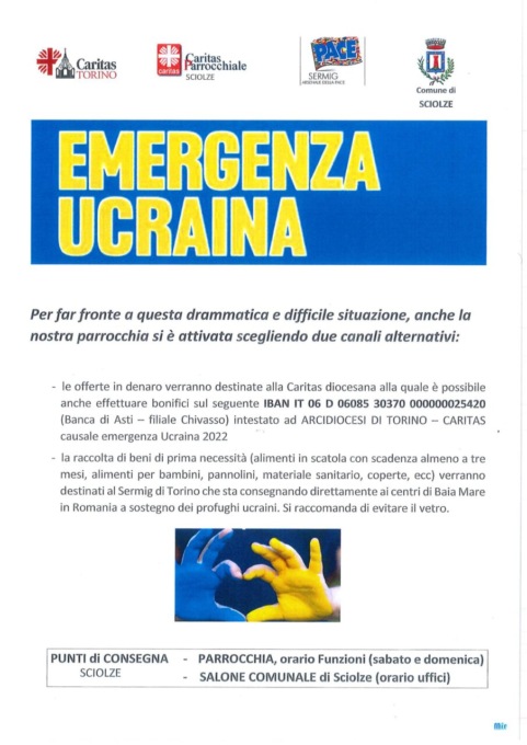 Partono anche in collina le raccolte di generi per la popolazione ucraina