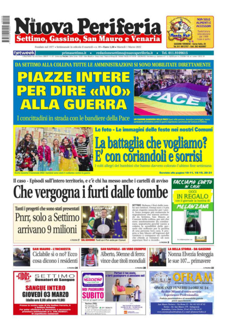 In edicola da oggi, martedì 1 marzo 2022, il nuovo numero de La Nuova Periferia