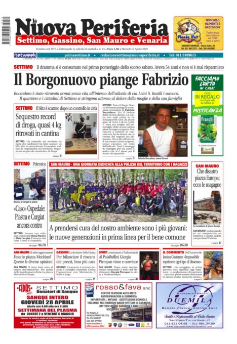 E’ in edicola da oggi, martedì 12 aprile 2022, il nuovo numero de La Nuova Periferia di Settimo