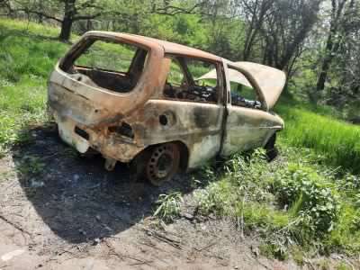Auto bruciata dalle fiamme ritrovata  in un sentiero a pochi passi dal fiume Po