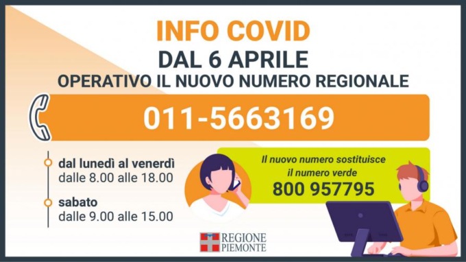 Covid, da oggi (mercoledì 6 aprile 2022) è operativo il nuovo numero regionale per le informazioni