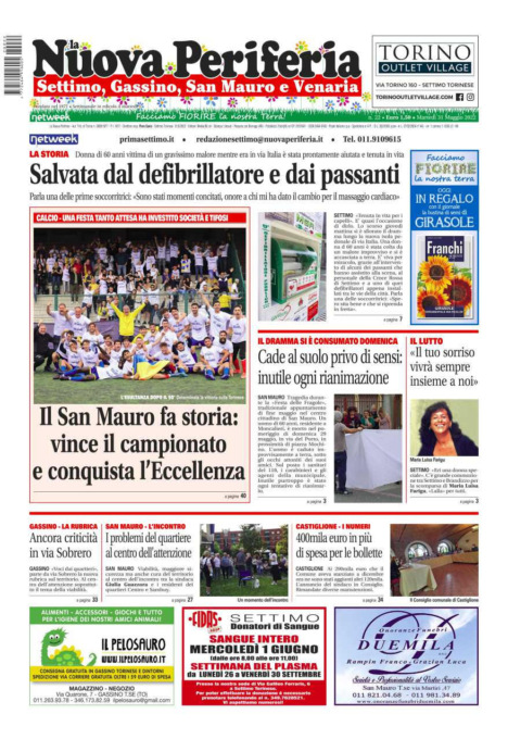 E’ in edicola da oggi, martedì 31 maggio 2022, il nuovo numero de La Nuova Periferia di Settimo