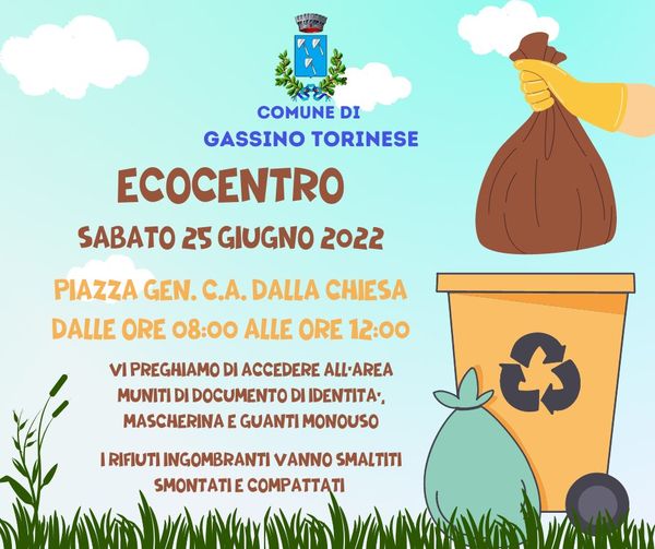 Oggi (sabato 25 giugno 2022) ecocentro mobile operativo a Gassino