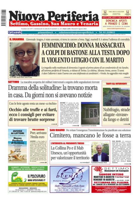 E’ in edicola da oggi, martedì 9 agosto 2022, il nuovo numero de La Nuova Periferia
