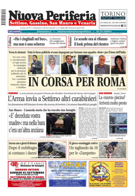 E’ in edicola da oggi, martedì 23 agosto 2022, il nuovo numero de La Nuova Periferia