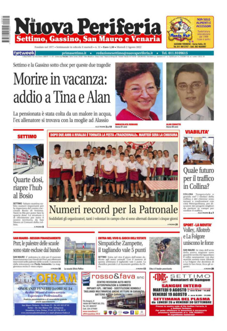 E’ in edicola da oggi, martedì 2 agosto 2022, il nuovo numero de La Nuova Periferia