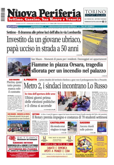 E’ in edicola da oggi, martedì 20 settembre 2022, il nuovo numero de La Nuova Periferia