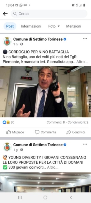 Il cordoglio di Settimo per la scomparsa del giornalista Nino Battaglia. Le sue ceneri riposeranno al cimitero cittadino