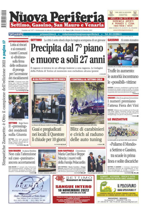 E’ in edicola da oggi, martedì 25 ottobre 2022, il nuovo numero de La Nuova Periferia