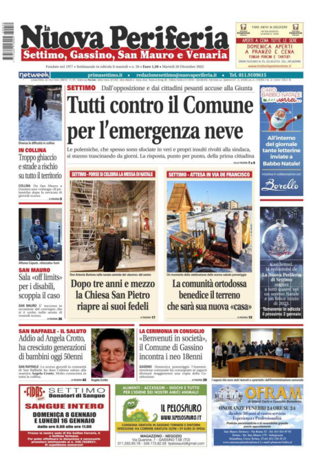 E’ in edicola da oggi, martedì 20 dicembre 2022, il nuovo numero de La Nuova Periferia di Settimo