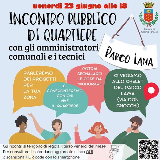 Proseguono gli incontri nei quartieri. Venerdì 23 l’Amministrazione comunale al parco Lama