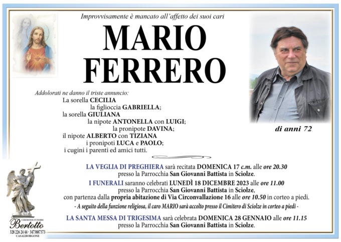 Sciolze piange il suo ex messo comunale e volontario generoso