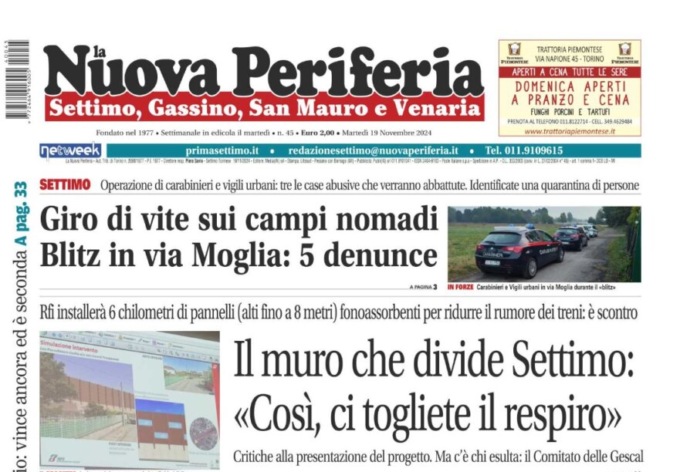 La Nuova Periferia di Settimo, Gassino, San Mauro e Venaria del 19 novembre in edicola
