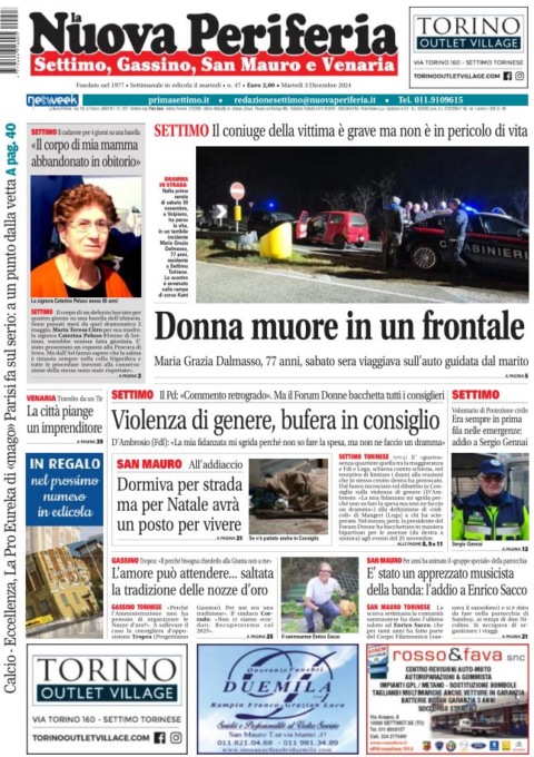 La Nuova Periferia di Settimo, Gassino, San Mauro e Venaria del 3 dicembre in edicola