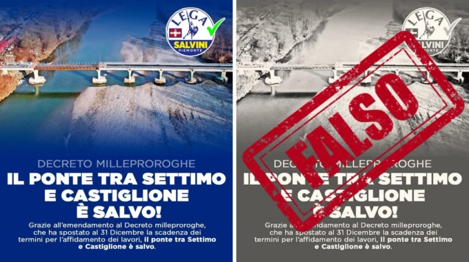 Nuovo ponte Castiglione-Settimo: sul milleproroghe scoppia la polemica politica