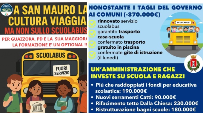 San Mauro, polemica sui tagli allo scuolabus per le uscite didattiche