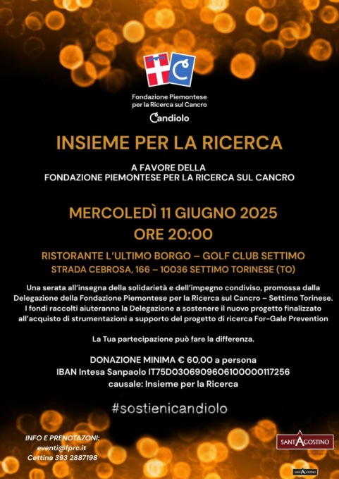 Settimo Torinese, serata a favore della Fondazione Piemontese per la Ricerca sul Cancro