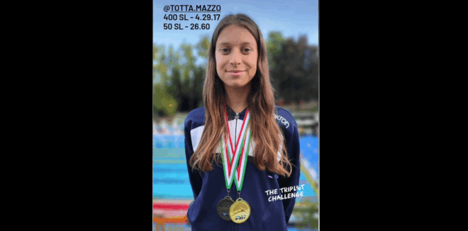 Castiglione Torinese, Carlotta Mazzone trionfa ai giovanili di nuoto