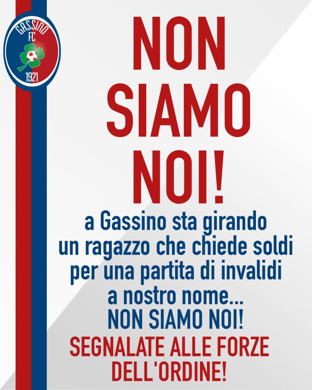 Allarme truffa a Gassino: qualcuno chiede soldi a nome del Gassino FC