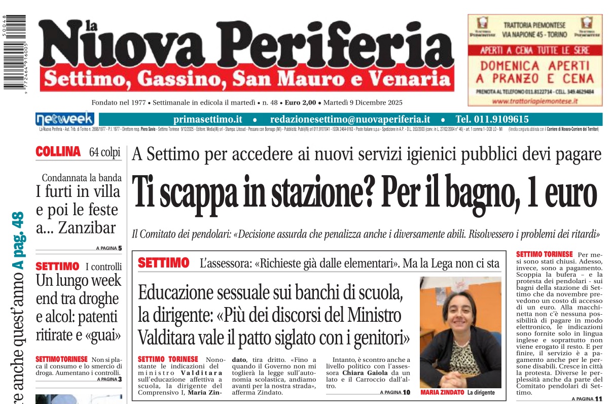 In edicola La Nuova Periferia di Settimo del 9 dicembre
