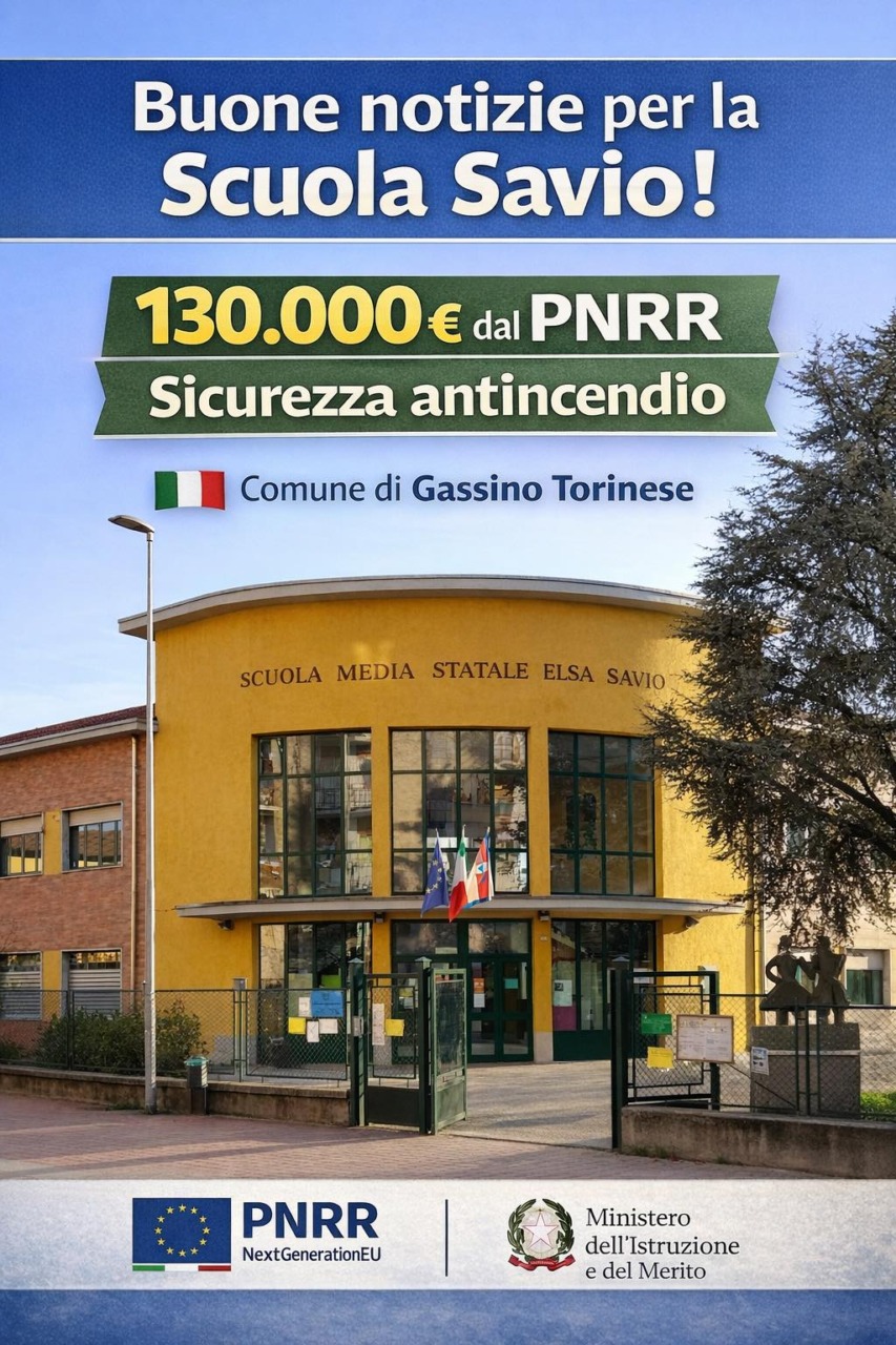 Gassino, scuola Elsa Savio più sicura: dal PNRR 130mila euro per interventi antincendio