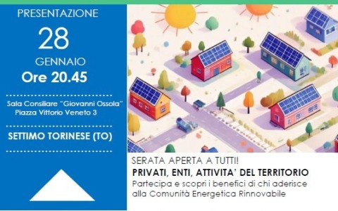 Presentazione della Comunità Energetica Rinnovabile: incontro pubblico a Settimo Torinese