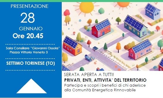 Presentazione della Comunità Energetica Rinnovabile: incontro pubblico a Settimo Torinese